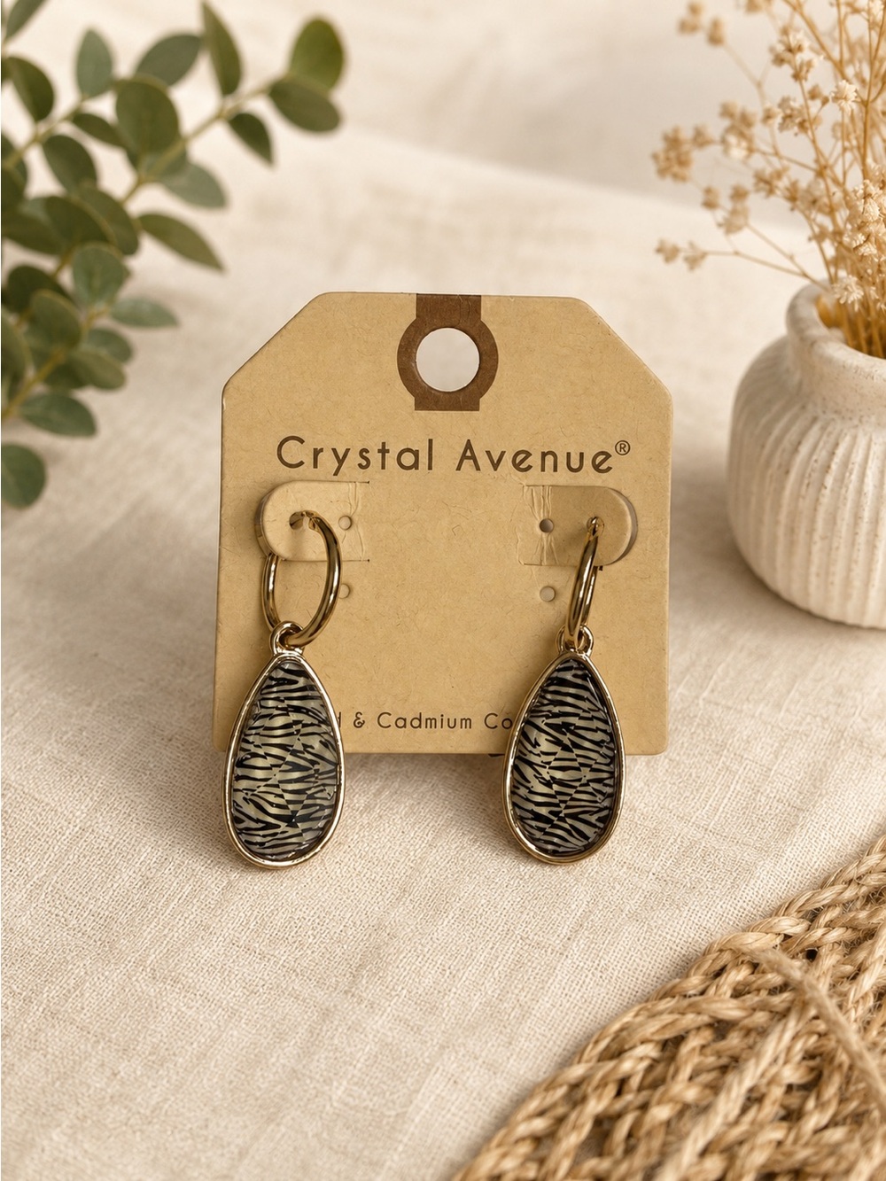 Crystal Avenue Zebra Teardrop Earrings